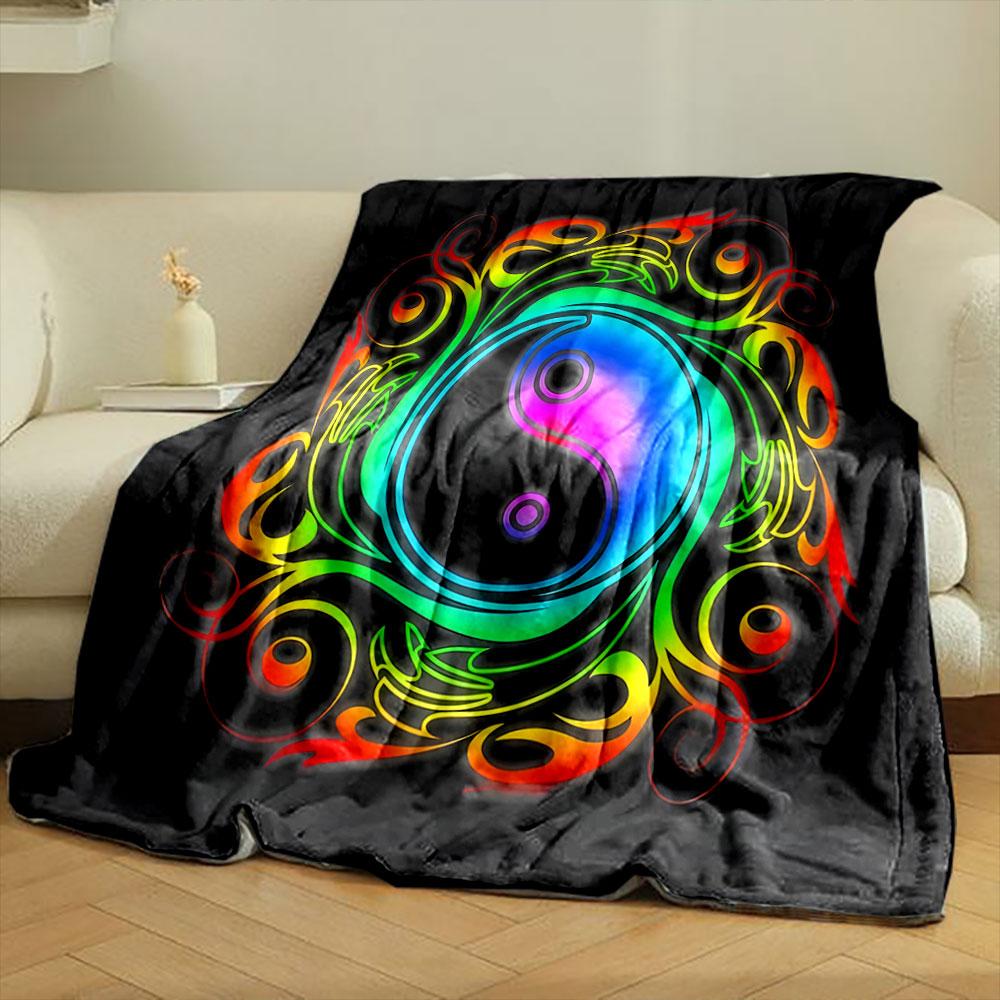 Colorful Yin Yang Mandala print blanket soft and cozy perfect for the living room bed sofa or a nap,gift