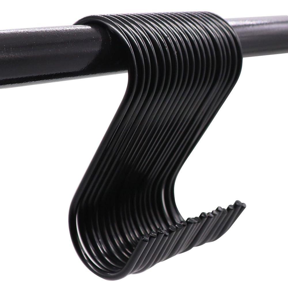 

10/15/20/25/30pcs Household Holder Stainless Steel Storage Rack Clasps Hooks Hanger S Shaped Hook Black-B 10pcs-2.4inches