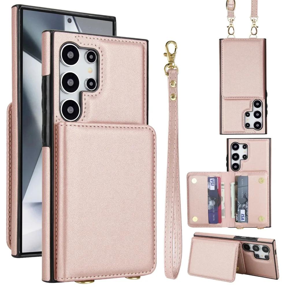 

Crossbody Wallet RFID Blocking Card Holder Phone Case For Samsung Galaxy S25 Ultra Edge S24 Plus S23 S22 S21 FEA16 A26 A36 A56 Galaxy S22 5G