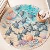 Vibrant Sea Turtle Swarm Rug Circle Carpet with Playful Turtles & Coral Reef Ocean Life Mat for Vibrant Home & Kids Room Decor