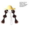 Small Pet Sun Hat Hamster Hat with Double Braids Elastic Strap Adjustable Hat with Wig for Budgies Parrots Roosters Guinea Pigs