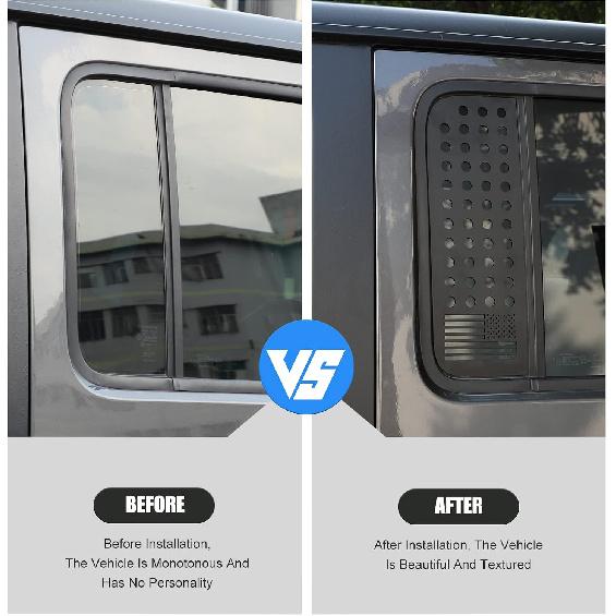 Rear Side Window Decals Trim Exterior Accessories for Jeep Wrangler JLU 4-Door & Gladiator JT 2018-2023, American Flag