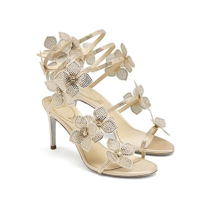 Luksusowe Cyrkonie Kwiaty Damskie Sandały Gladiatora Seksowne Sznurowanie Wokół Kostki Wysokie Obcasy Letnie Buty Ślubne na Bal Sandalias