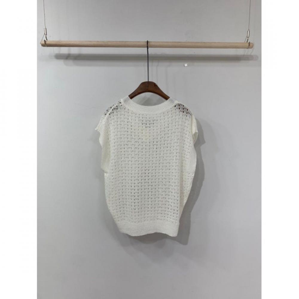 C S In The Room V neCk SleeVeleSS Knit meSh 3Color