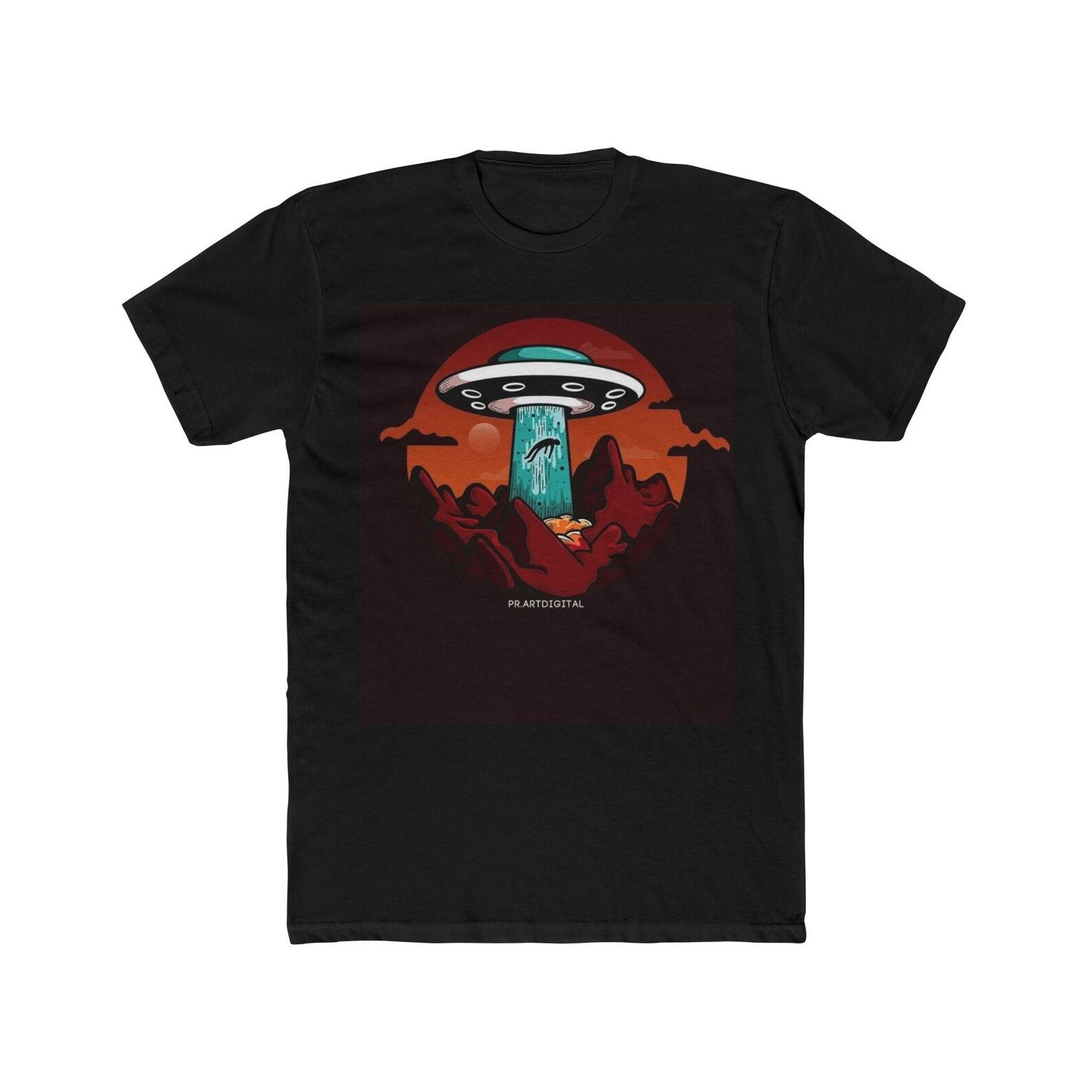 Alien Abduction Graphic T-Shirt — Believe UFO Dark Art Men s Tee S