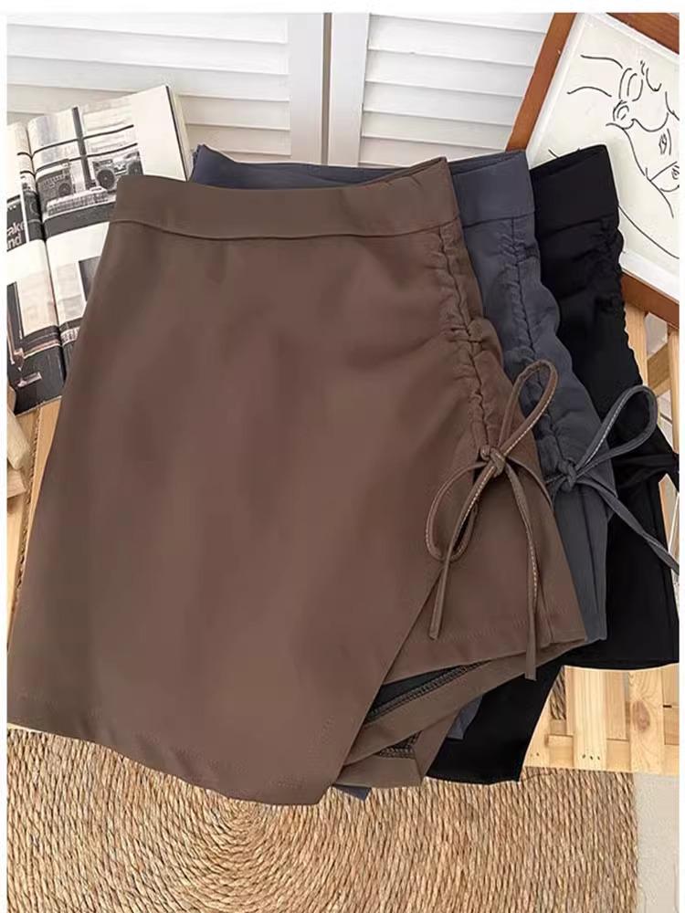

2023 Women s High Waist Pleated A-Line Skirt with Drawstring XXL