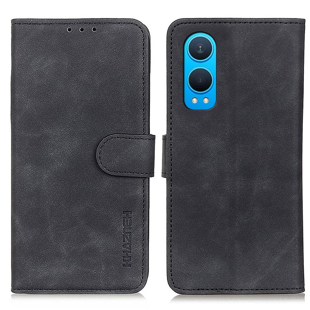 

KHAZNEH For OnePlus Nord CE4 Lite 5G/Oppo K12x 5G (China) Case PU Leather Retro Texture Phone Cover Black