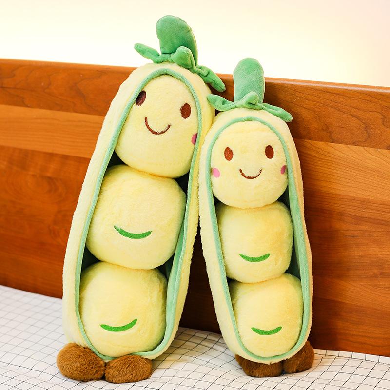 Bai Fen Bai Dolls And Toys Smiley Pea Pod Plush Toy Children Soothing Doll Creative Home Decoration Vegetable Doll Ground Marketing Gifts