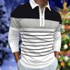 Men's Long Sleeve Shirts Golf Shirt Solid Color Contrast Outdoor Street Casual Fashion Zipper  Casual Slim Fit T-Shirt