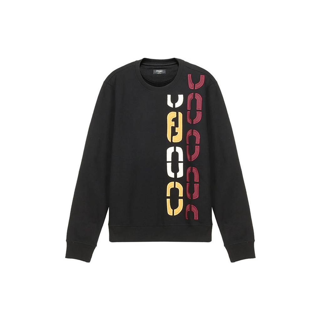 Fendi Sweatshirts Men's Black Crew Neck Moderate Regular FY0178ADVKF0QA1