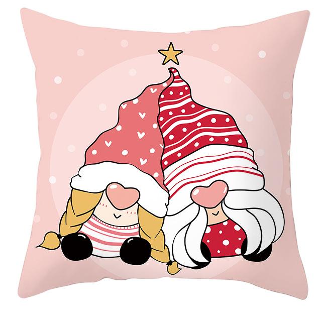 New Christmas Dwarf Pillow Cover Christmas Cute Dwarf Peach Skin Cushion Cover
