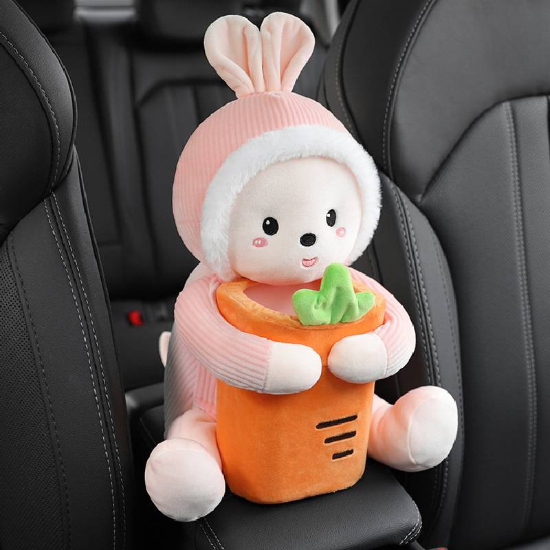 

1 In 2 Plush Tissue Box Trash Can For Car Doublelayer Liner Large Capacity StyleA