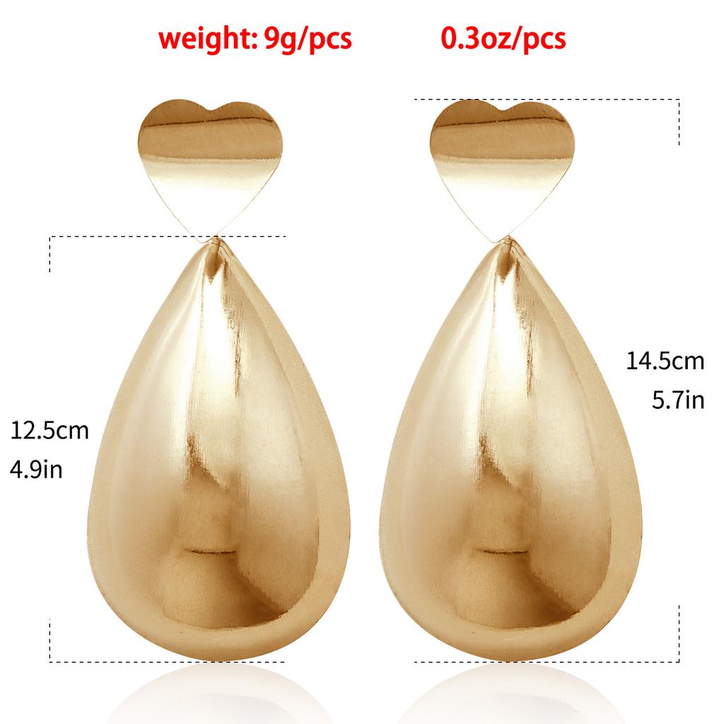 INS Wind Simple Smooth Love Water Drop Metal Earrings Fashion Exaggerated Geometric Heart Stud Earrings Earrings