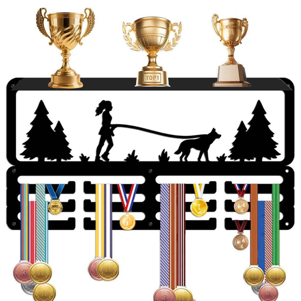 Wall Mounted Holder with Hooks Display Rack for Sports Awards and Medals