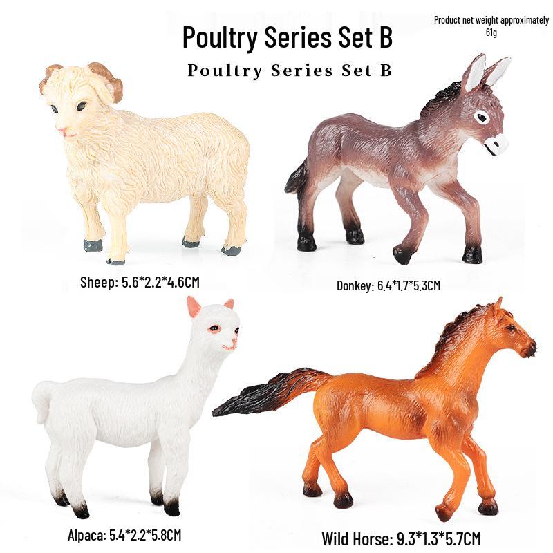Mini Farm Animal Figurines: Chicken, Duck, Goose, Pig, Dog, Cat, Horse, Sheep