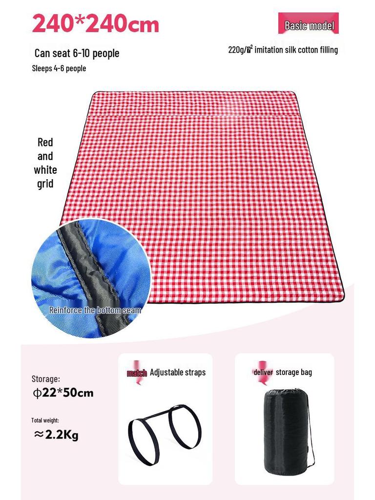 Moisture-Proof Picnic & Camping Mat: Thick, Waterproof, Machine-Washable Tent Ground Cover (240×240, 2.4M)