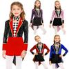 Unisex Dziecięcy Kostium Magika Cyrkowego Z Długim Rękawem Płatki cekinów Szachownica Frak Kombinezon Muszka Strój Cosplay