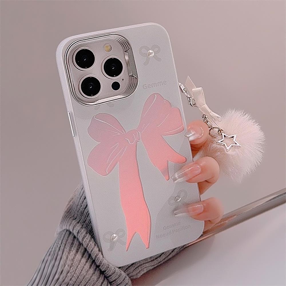 Poppy Ball Bow Iphone15 Suitable for 14Promax Mobile Phone Case 16 Apple 13 Laser 14 Pearl Huawei
