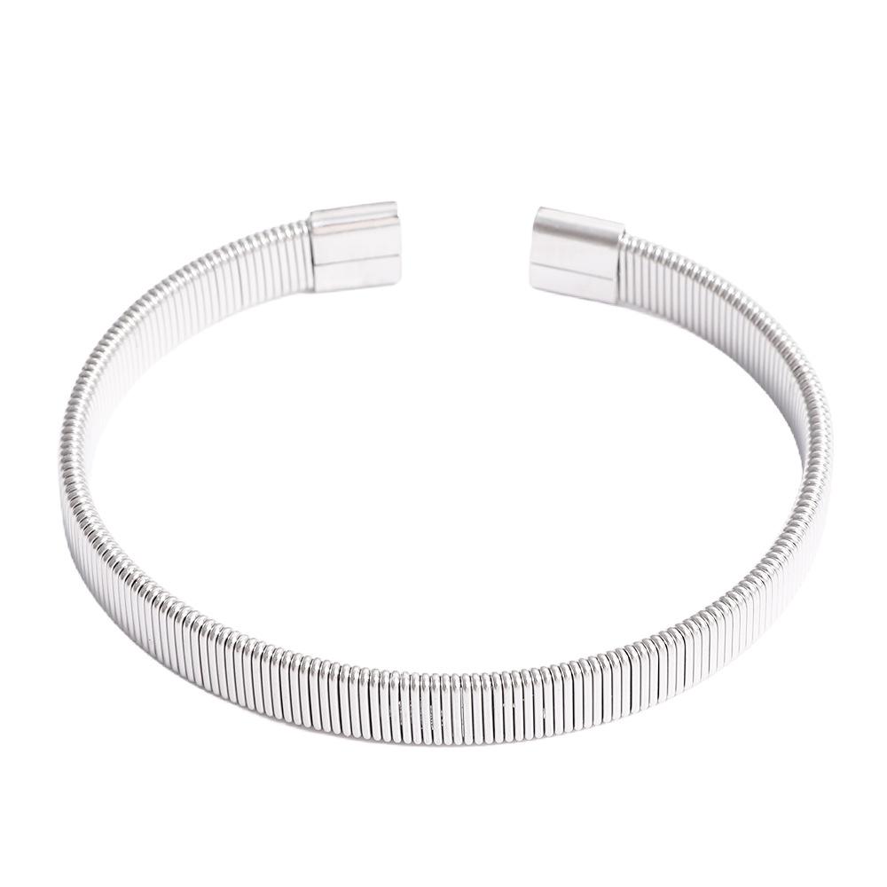 Luxurious Titanium Steel Open Bangle with Gold Finish - European & American Style