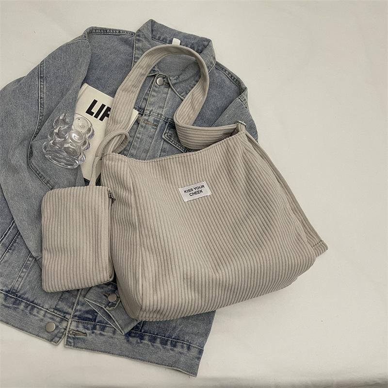 Cord Samt einfarbig große Kapazität 2025 neu einfach fließend lässiger Stil Umhängetasche Damen Tragetasche