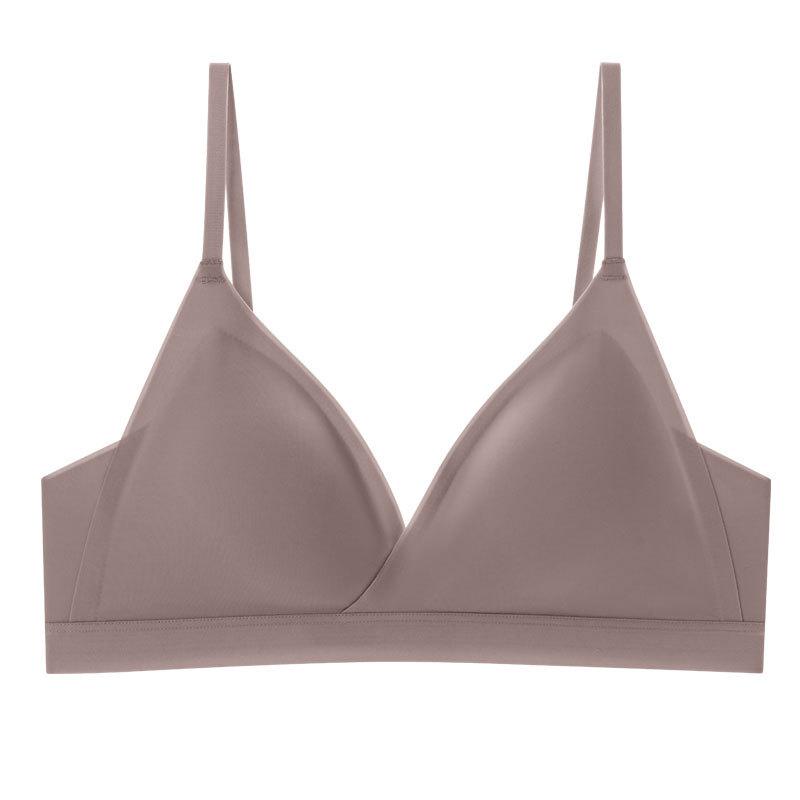 Spring and Summer New French Silk Underwear, Triangle Cup Thin Bra, Seamless Chest Pad Mulberry Silk Bra