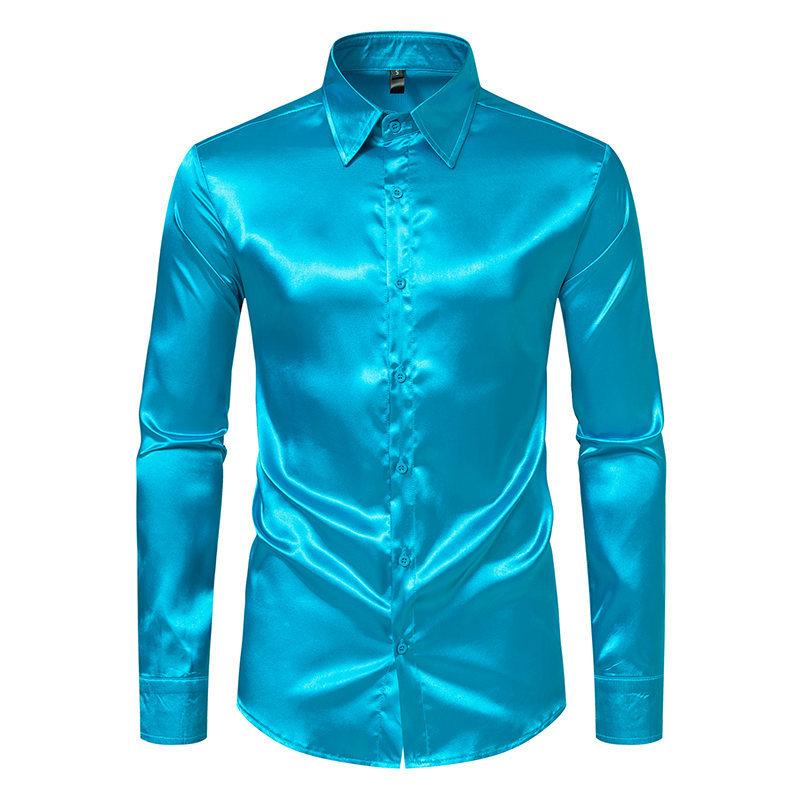Men S Long Sleeve Solid Color Punk Style Shirt