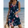 Women's Sleeveless A Line Dress Vibrant Floral 3D Print Dresses Woman Summer Woman Clothing Oversized Y2k Ladies Clothes Tops