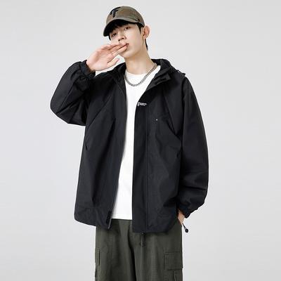 Frühling und Herbst Übergröße Locker Herren Kapuzenjacke 3-in-1 Outdoorjacke Dicke Amerikanische Jacke
