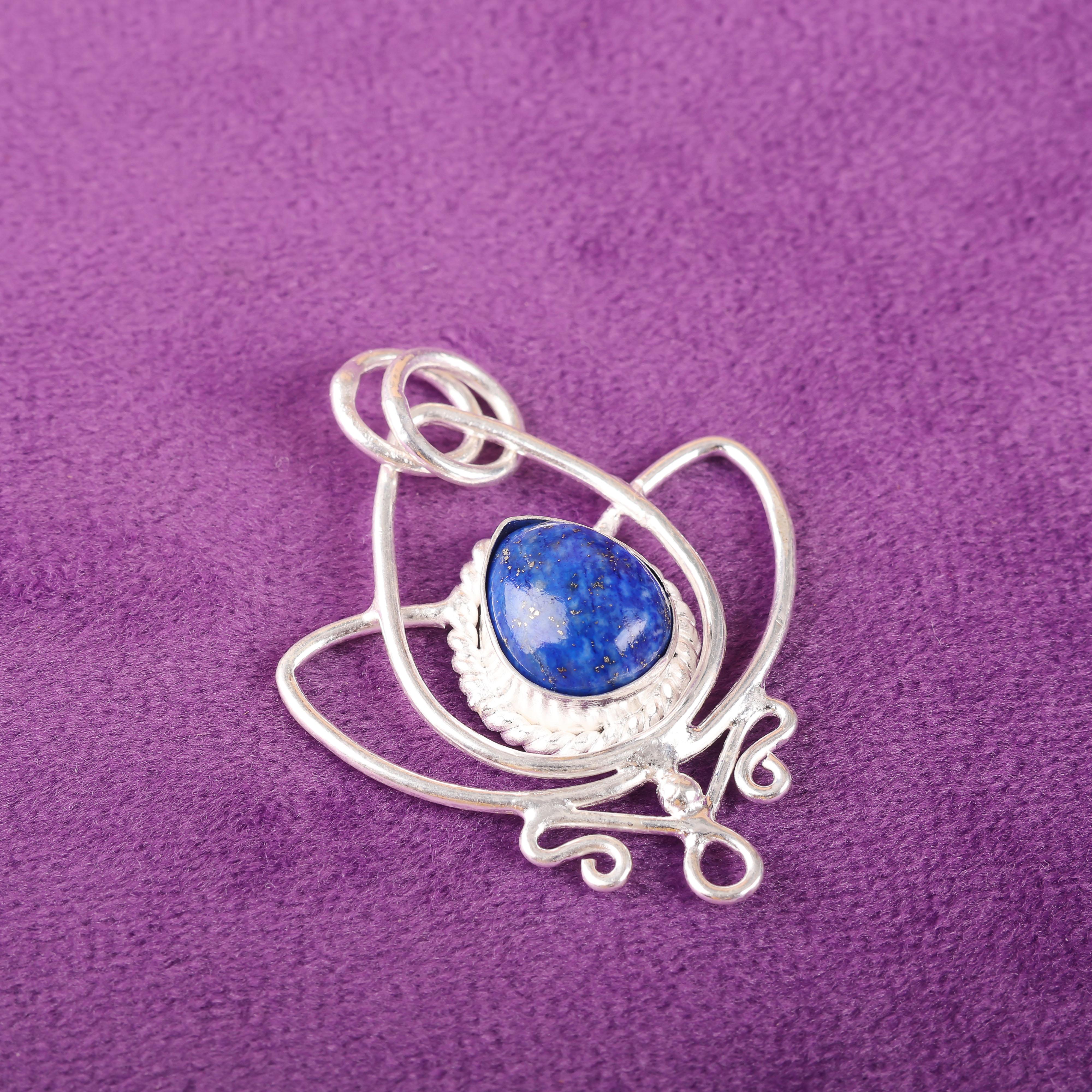 

Подвеска из лазурита, ювелирное изделие ручной работы из драгоценных камней, кулон из цельного серебра 925 пробы, уникальный дизайн ювелирного украшения 1.44 Inches синий