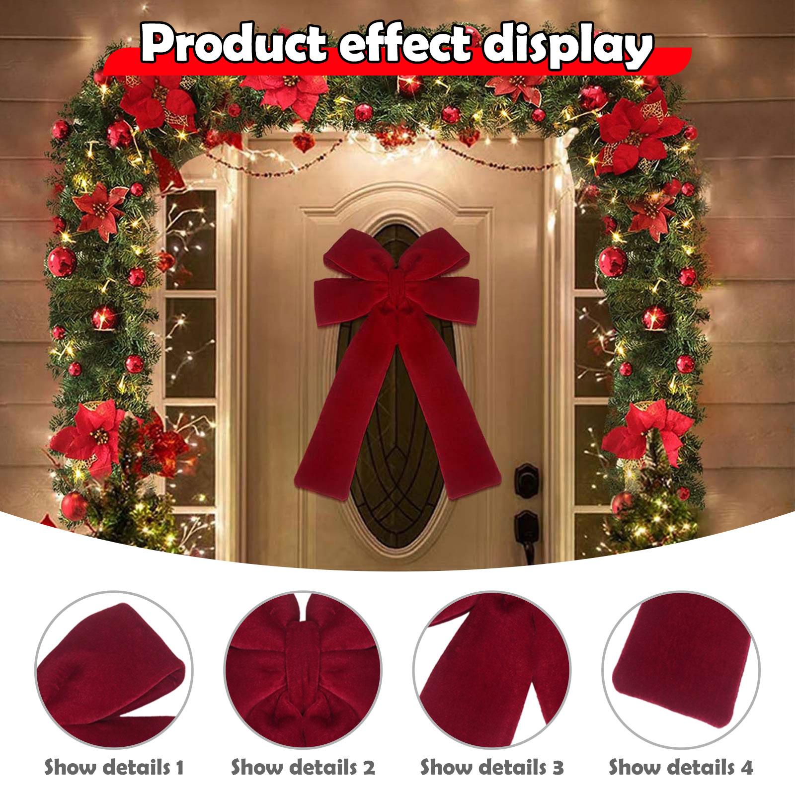 

Red Christmas Bow for Tree Decorative Large Christmas Tree Bow Velvet Bow for Holiday Front Door Festival Staircase Xmas червоний