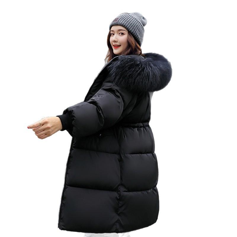 New down cotton-padded clothes for women's medium and long bread clothes, large fur collar cotton-padded jackets, thickened cotton-padded jackets.