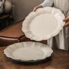 French Lace Relief Large Plate Light Luxury Ceramic Plate Plate Tableware Pasta Plate Household Large Vegetable Plate Plate