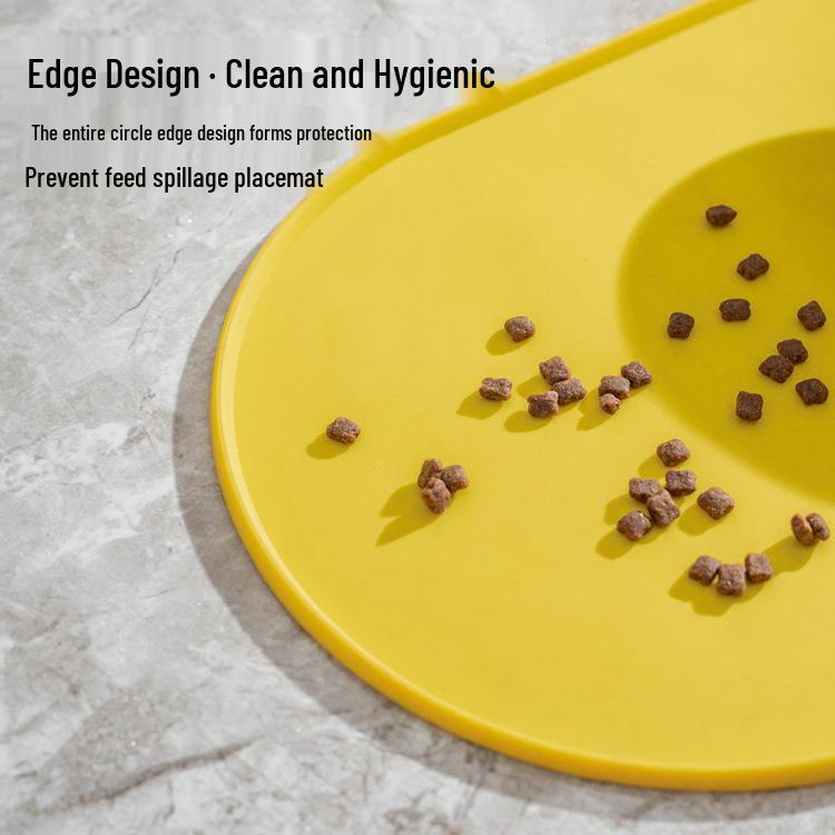Silicone Non-slip Oval Pet Food Mat for Cats & Dogs - Waterproof & Leak-proof Feeding Mat