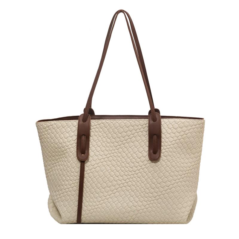 Fashion handbag women's spring and summer new product retro rhombus woven shoulder large capacity versatile tote bag