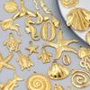 6pcs Real Gold Plated Ocean Animal Turtle Shell Conch Starfish Diy Charms For Jewelry Making Bulk Stainless Steel Charm Pendant