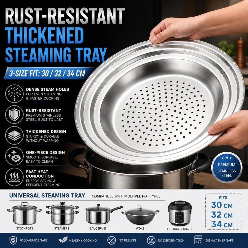 Universal Stainless Steel Steamer Tray 30/32/34cm Steamer Rack for Multi Cookware  for Dumplings