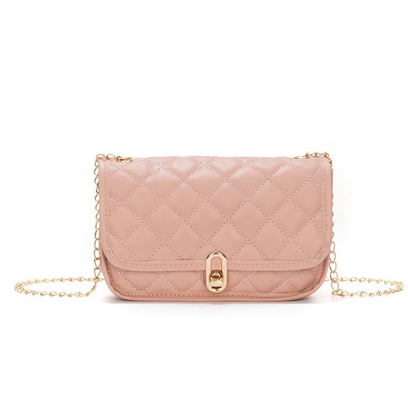 Rhombus embroidered small square bag trendy fashion versatile lock suitable for giving girlfriends gift chain messenger bag