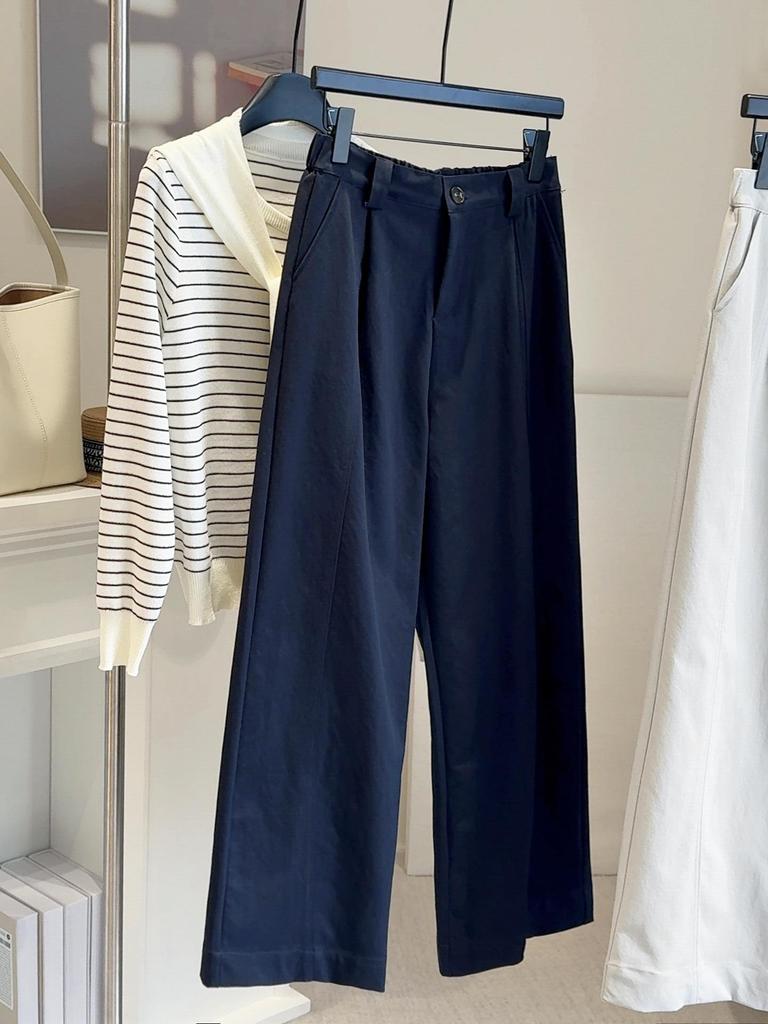 Women's High-Waisted Wide-Leg Casual Drape Pants: Slimming, Versatile, Straight-Leg, Loose Fit, Long Length, Autumn 2025 Collection.