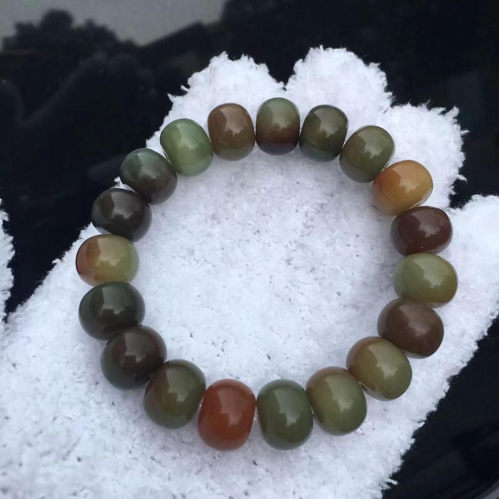 Dunhuang Rainbow-Style Bodhi Root Prayer Beads Bracelet