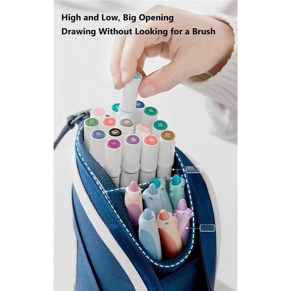 Portable Retractable Pencil Bag Vertical Student Pen Holder  Desk Supplies Holders