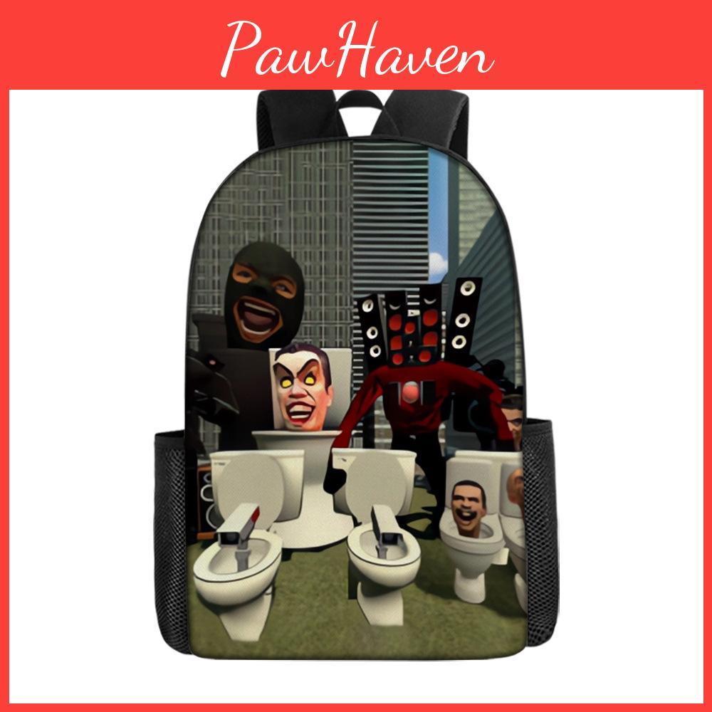 Skibidi Toilet Bookbag For Kids With Durable Oxford Material And Cool Prints For School Use