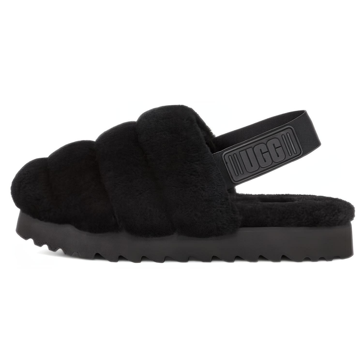 (WMNS) UGG Bulky Silhouette Fluff Slippers Black Women s 1121751-BLK EU 38