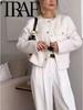 Women's European & American Style Pocket Decor Short Cardigan for Autumn & Spring