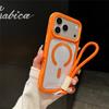 Applicable iPhone 17Pro mobile phone case cool high definition magnetic mobile phone case Apple 16 with hand rope anti-skid case