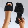 Fashion Summer Women's French Sequined Fairy Shoes Cool Flat Bottom Beach Rhinestones Slides Slippers