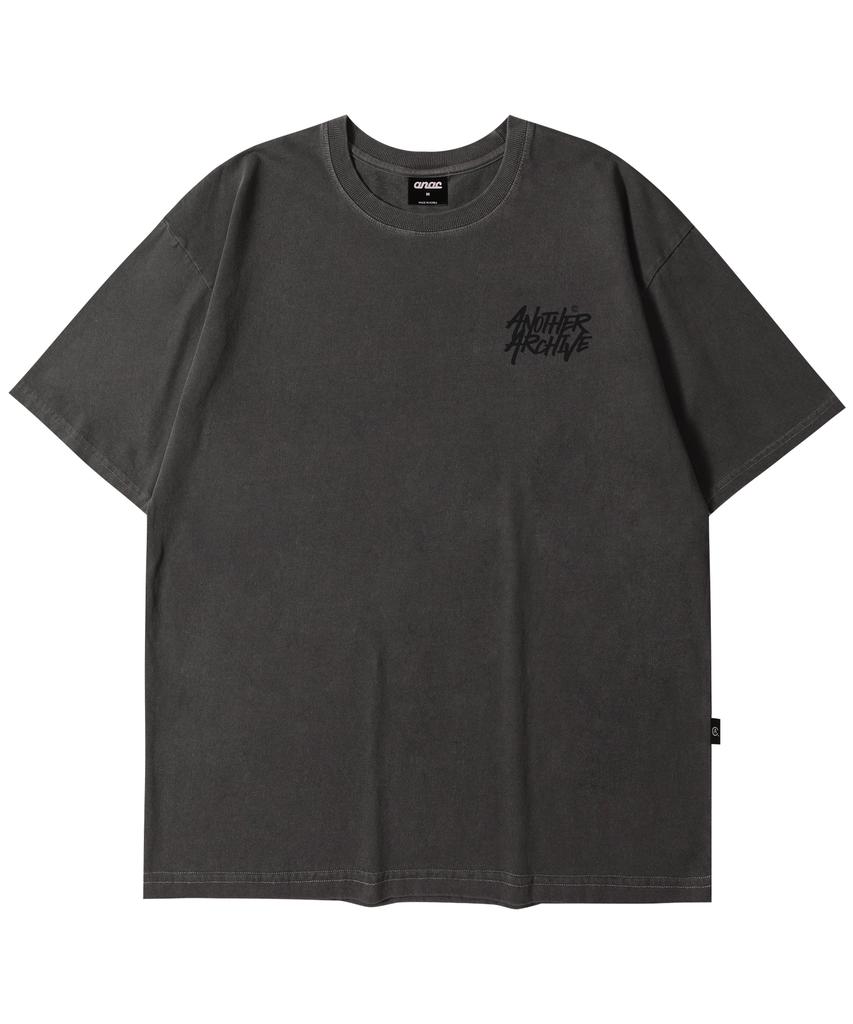 ANOTHER ARCHIVE Pigment Graffiti Logo Short Sleeve T-Shirt_Dark Green