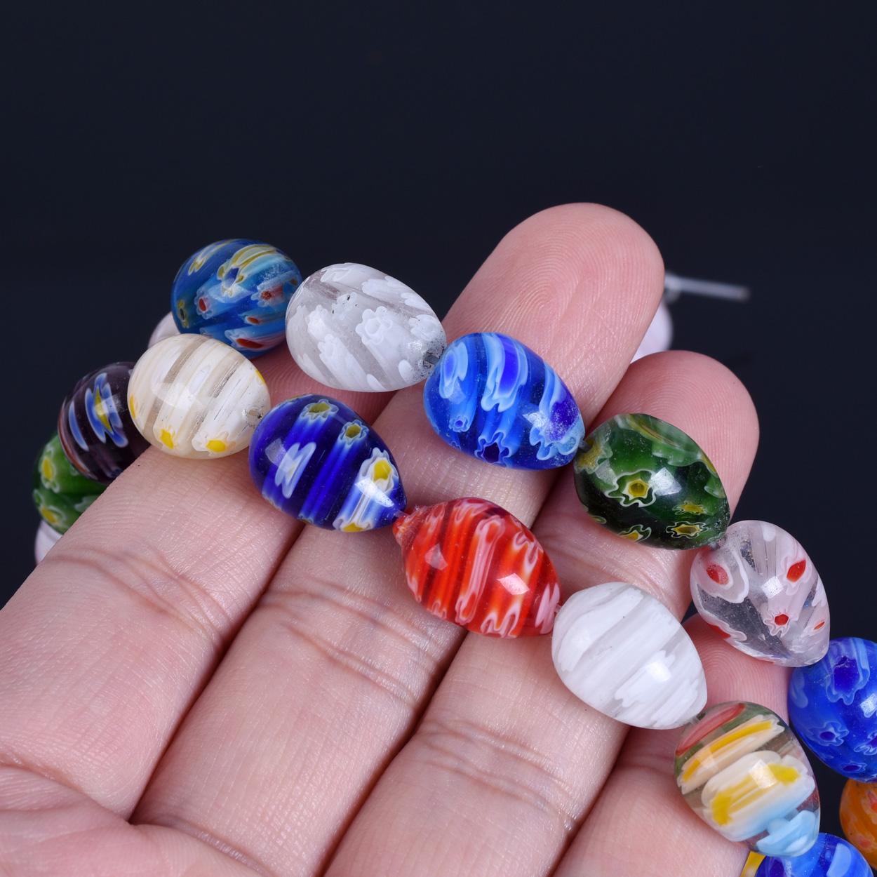 

10 шт./20 шт. 8x12 мм 10x14 мм 15x12 мм Смешанная овальная/каплевидная форма Миллефиори Стекло Свободные Разделительные Бусины Лот для DIY Изготовления Ювелирных Изделий Аксессуары Фурнитура 10x14mm Teardrop -10pcs