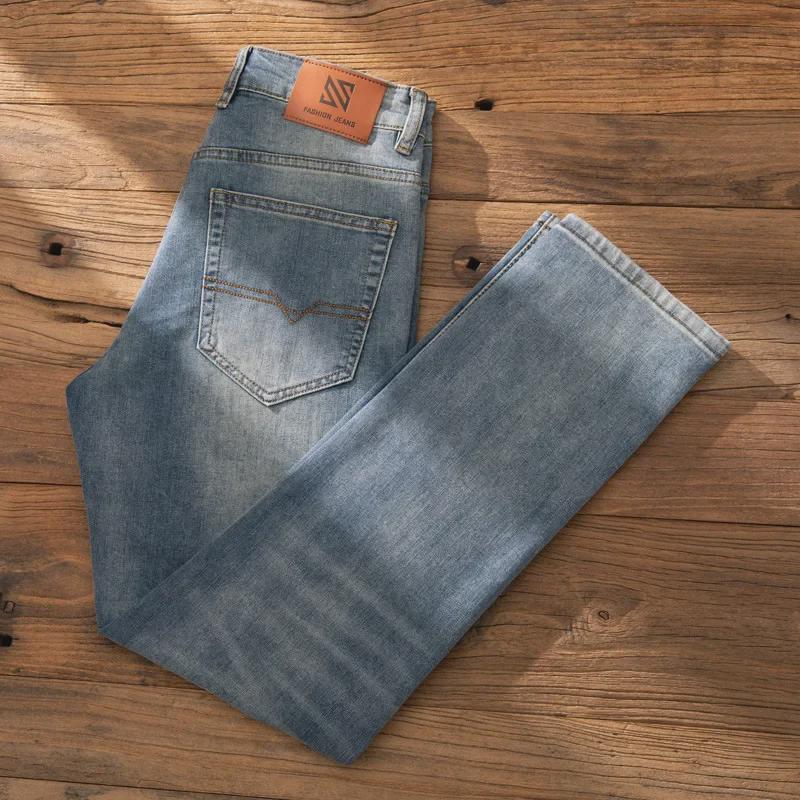 

Men s Slim Straight Retro Jeans, Light Luxury, All-Match Casual, Thick Style for Autumn/Winter 40 (Waist 34 inches)