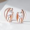 Luxury  Rose Gold Color English Earrings For Women Simple Shiny Big Natural Zircon Earrings Bridal Wedding Fine Jewelry