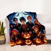 Halloween Wizard Party Decorations: Pumpkin Lanterns & Broomsticks SetBlanket Flannel for Sofa, Bed, Travel, Camping, Office, Couch, Chair